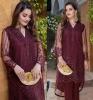NET Sequins Full Heavy Embroidered 2 Pec Dress (Shirt + Trouser) (Un-Stitched) (CHI-776)
