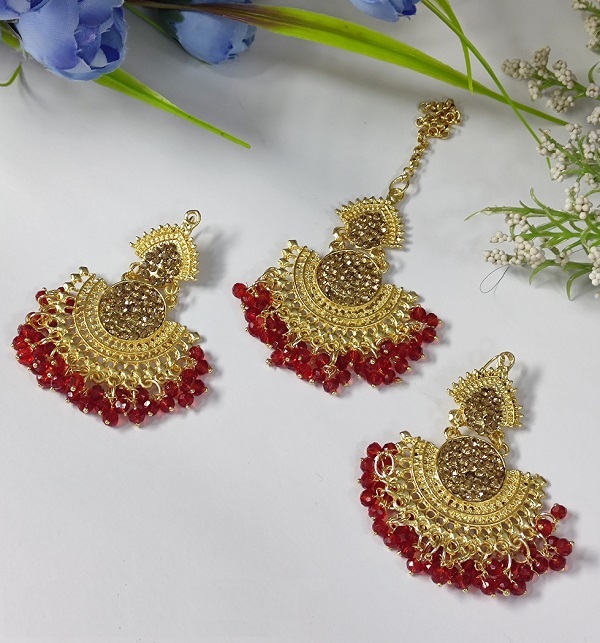 Beautiful Jewelry Set Earing With Matha Patti (ZV:3085)