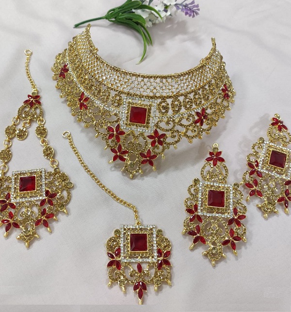 Bridal Wedding Necklace Jewellery Set With Jhumar (ZV-1655)