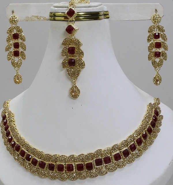 Beautiful Choker Necklace Jewelry Set With Earring Matha Patti (PS-437)
