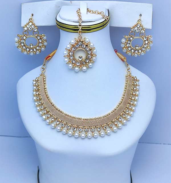 Gold Pearl Jewelry Set (ZV:7930)