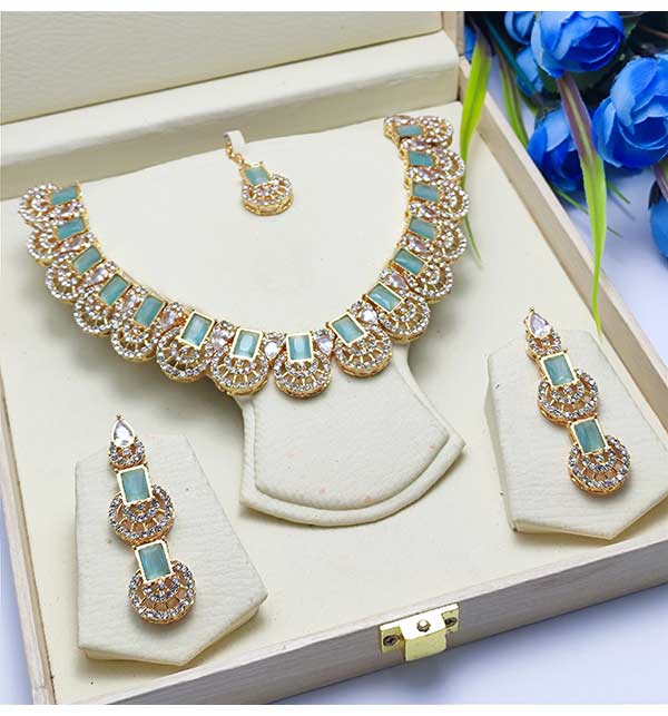 Indian Zircon Necklace Set With Earring