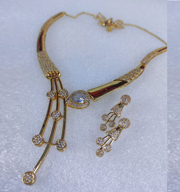 Luxury Indian Zircon Necklace Set (ZV:15368)
