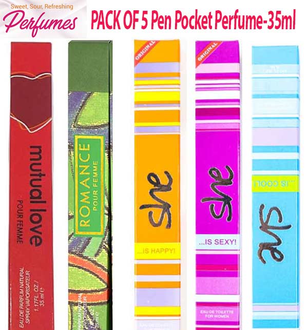 Pack Of 5 Pen Pocket Perfumes For Women – 35ml (ZV:9979)