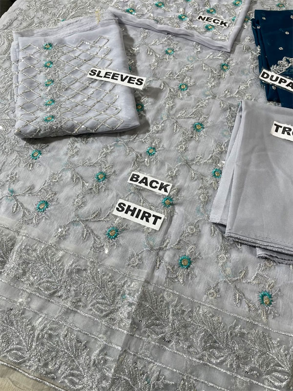Elegant Chiffon Wedding Heavy Embroidered Dress Chiffon Heavy Emroidery Dupatta 3 Pec Suit UnStitched (CHI-21)