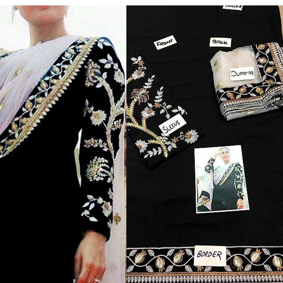 (11 11 SALE) Embroidered Chiffon Black Suit 2020 Unstitched (CHI-35) Gallery Image 1