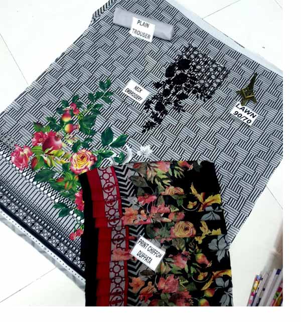Embroidered Lawn Dress 2021 With Chiffon Dupatta (DRL-51)
