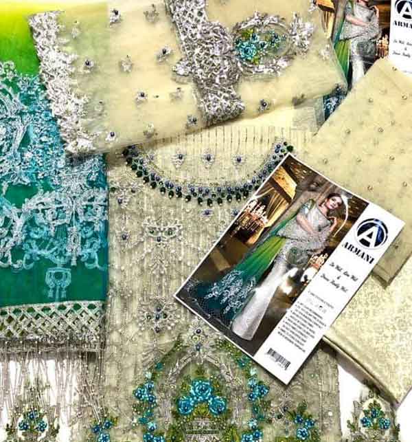 Luxury Net Suit With Heavy Net Embroided Dupatta (Unstitched) (CHi-160) Gallery Image 2