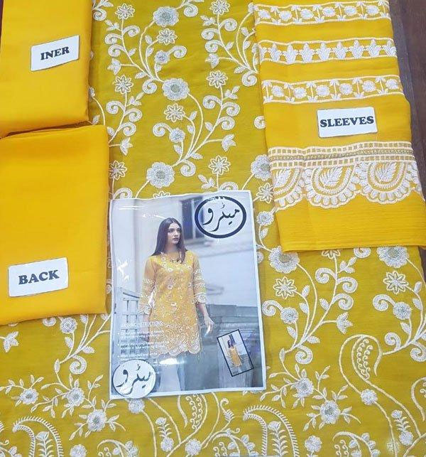 Embroidered Chiffon Kurti With Inner (EK-121)