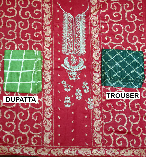 Khaddar Embroidery Dress Printed Trouser With Wool Shawl (KD-76) (UnStitched)