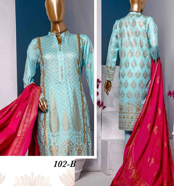 Block Print Banarsi Lawn Collection 2020 With Lawn Dupatta (MBP-07) (Unstitched) Gallery Image 1