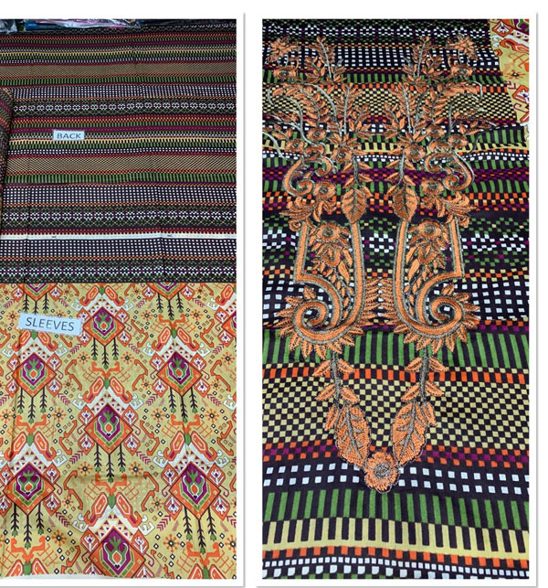 (AZADI SALE) Embroidered Lawn Dress with Chiffon Dupatta  UnStitched (DRL-623)