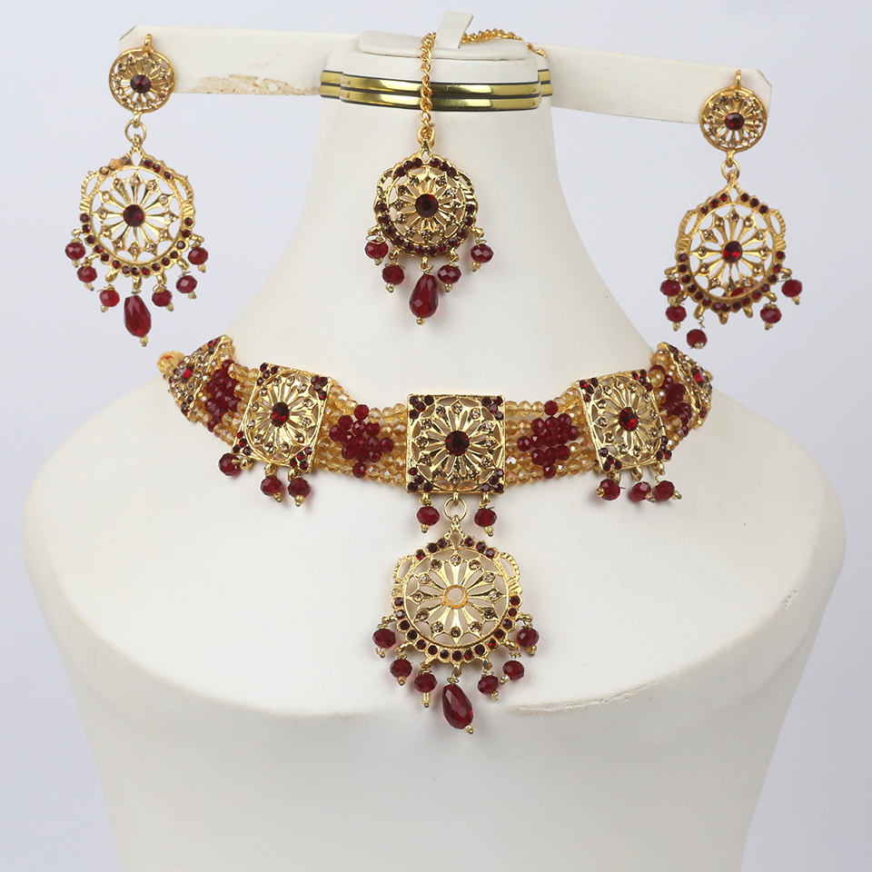 Beautiul Jewelry Necklace Sets Earring With Matha Patti  (PS-244)