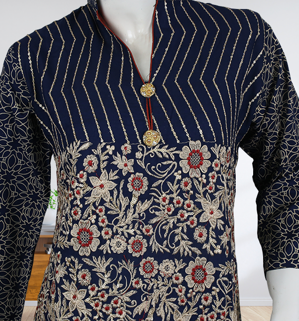 Stitched Linen Full Embroidery Suit with Printed Trouser 2-Pcs  (LN-204) Gallery Image 1