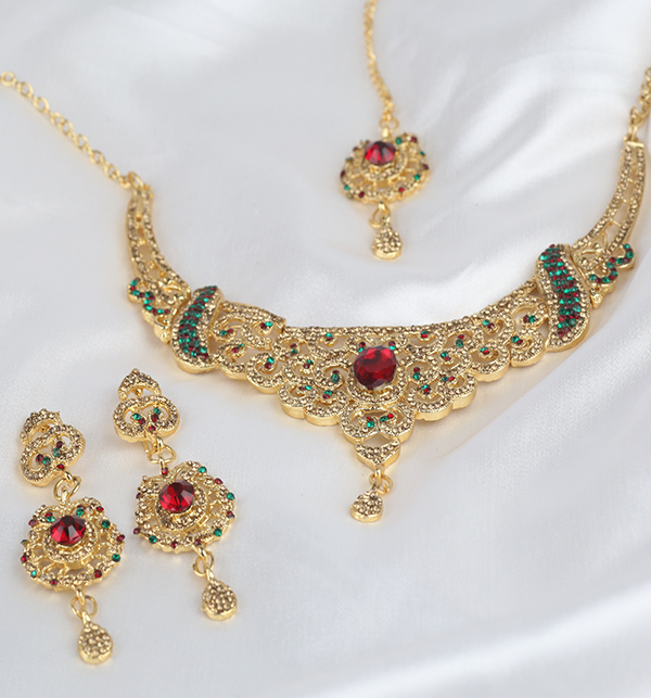 Beautiful Jewelry Set Necklace Earrings Matha Patti (PS-288)