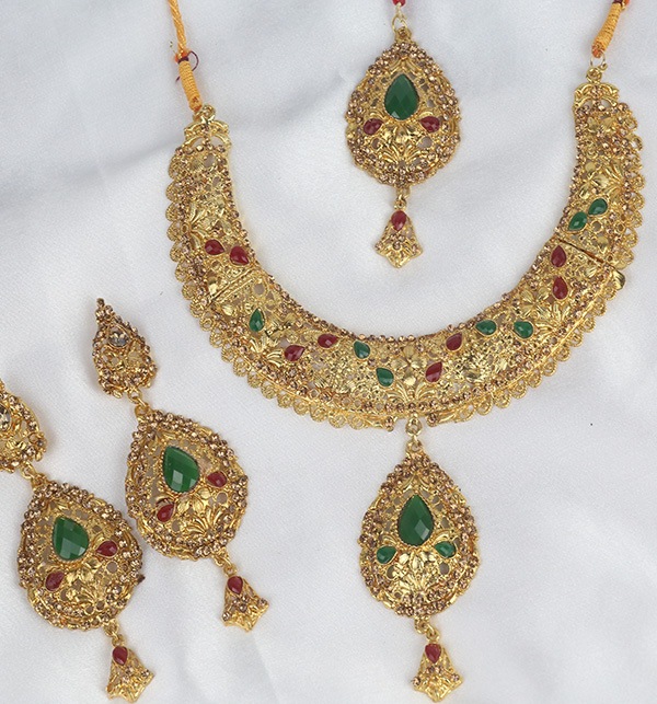 Golden Multicolor Stone Jewellery Designs 2021 For Women  (PS-341)