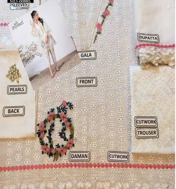 Lawn Full Chicken Embroidered Suit With Chiffon Embroidered Dupptta  (DRL-917)