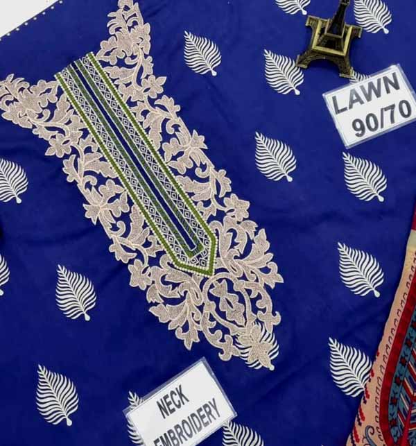 3 Piece Embroidered Lawn Suit With Chiffon Dupatta (DRL-934) Gallery Image 3