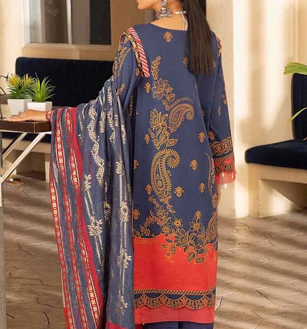 Digital Printed Lawn Embroidered Suit With Jacquard Dupatta (MRJ-02) Gallery Image 1