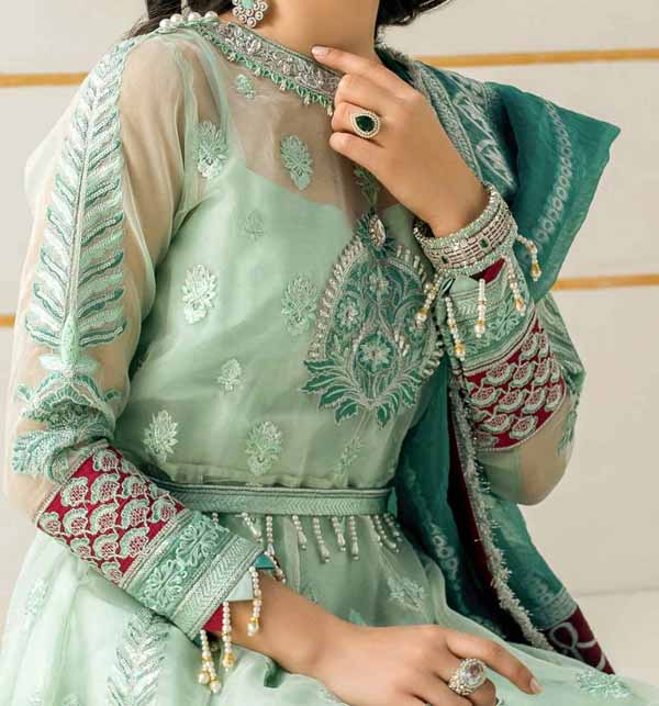 Organza Embroidered and Sequenced Frock With Jacquard Zarri Dupatta (EHF-07) Gallery Image 1