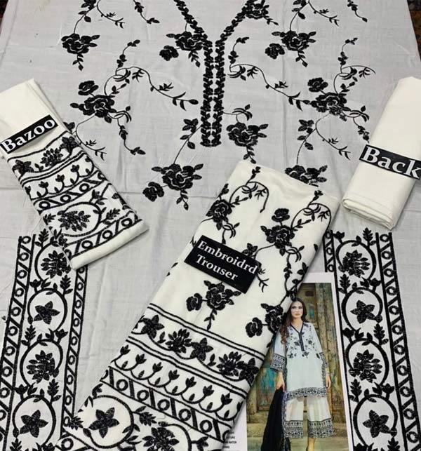 Linen 2 Pcs Full Embroidered Suit WIth Embroidery Trouser Unsicthed (LN-245) Gallery Image 1