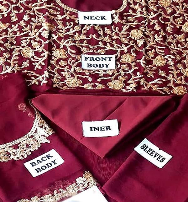 Chiffon Saree Full Heavy Embroidered Maroon Color (CHI-518) Gallery Image 1