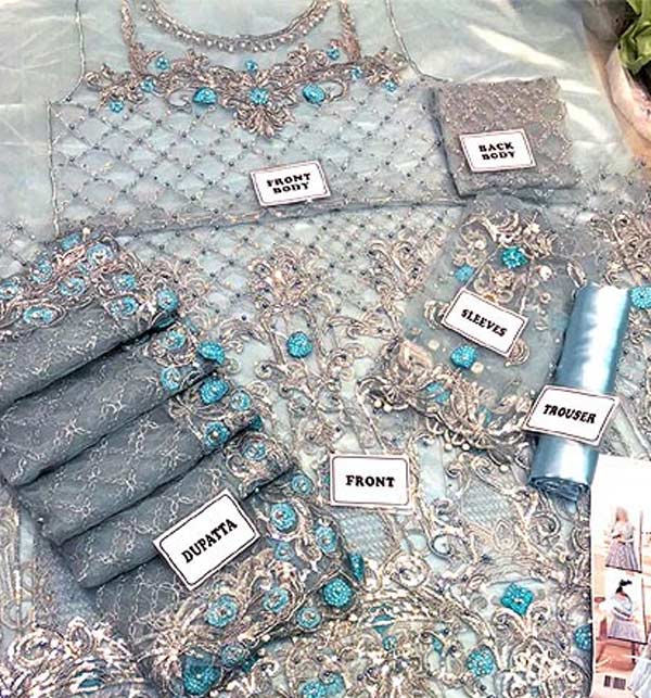 Handwork Heavy Embroidered Bridal Net Maxi Dress 2022 (CHI-591) Gallery Image 1