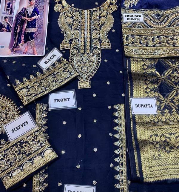 Luxury Organza Banarsi Embroidered Dress With Banarsi Jacquard Dupatta (Unstitched) (CHI-615) Gallery Image 1