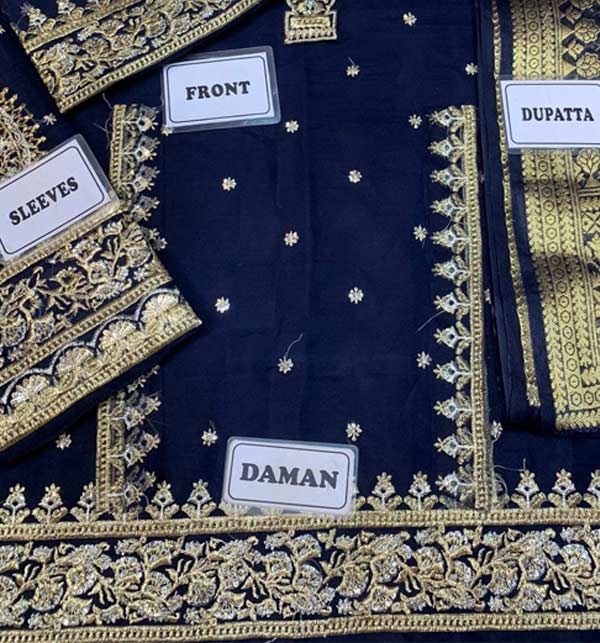 Luxury Organza Banarsi Embroidered Dress With Banarsi Jacquard Dupatta (Unstitched) (CHI-615) Gallery Image 2