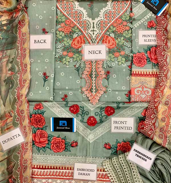 Luxury Embroidered Lawn Dress 2022 with Embroidered Chiffon Dupatta  (Unstitched) (DRL-1172) Gallery Image 1