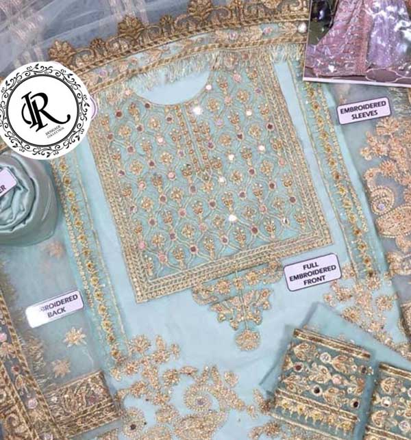 Bridal NET Sky Blue Sharara  With Net Duppata For wedding Collection 2022   (UnStitched) (CHI-658)