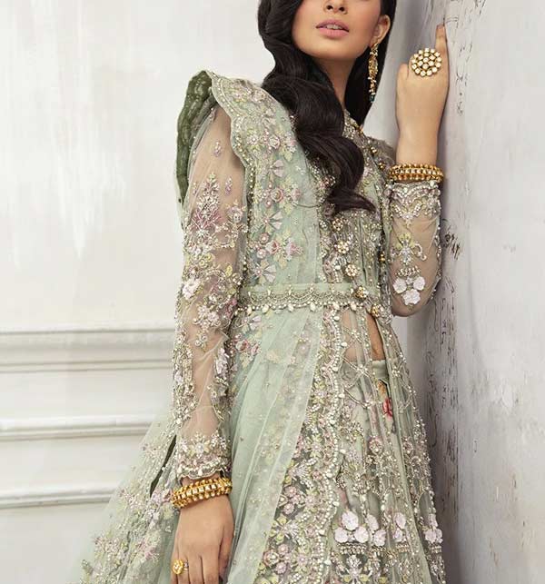 Party Wear Heavy Embroidered Wedding Dress With Net Embroidered Dupatta (Unstitched) (CHI-664) Gallery Image 1