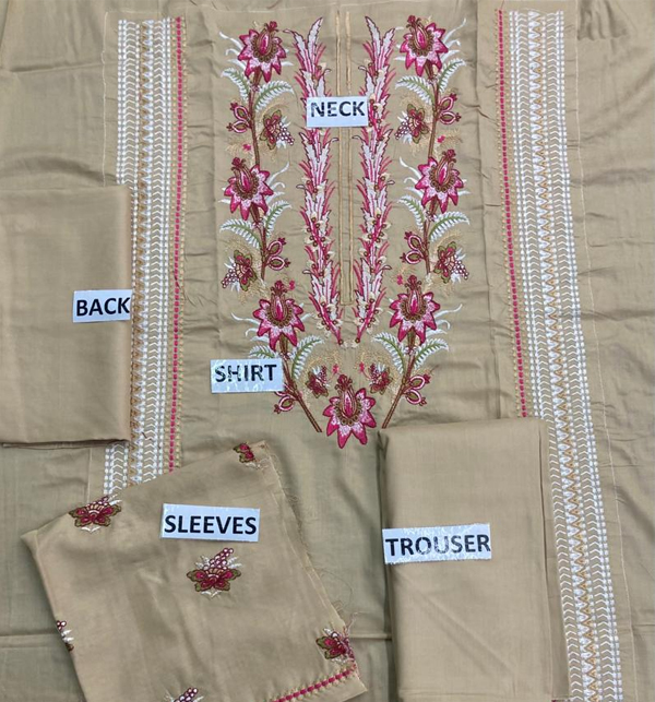 Linen Full Heavy Panel Embroidery Unstitched Dress  (2 piece Shirt & Trouser) (Unstitched) (LN-358) Gallery Image 1