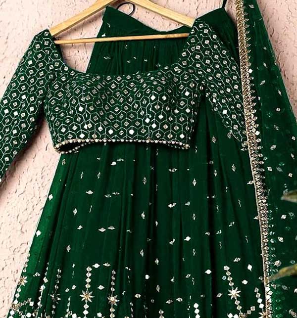 Stitched Embroidered Shamoz Silk Party Wear Lehenga Choli For Girls with Embroidered Chiffon Dupatta (RM-03) Gallery Image 1