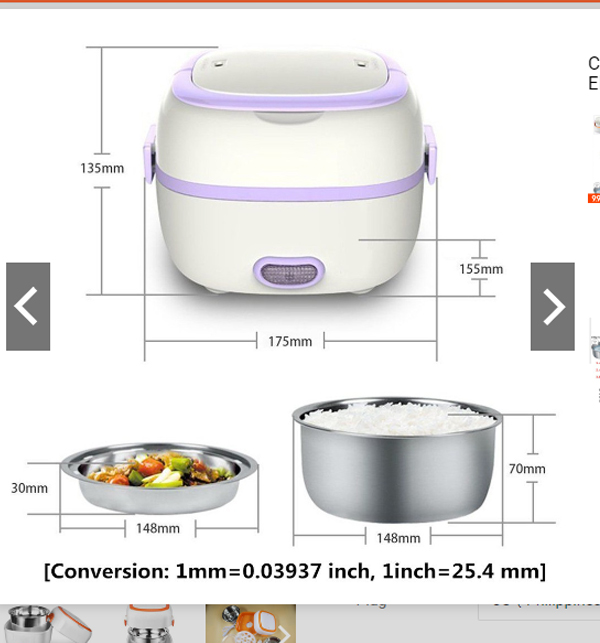 Electric Lunch Box Portable Heated Lunch Box Mini Rice Cooker (LB-16) Gallery Image 2