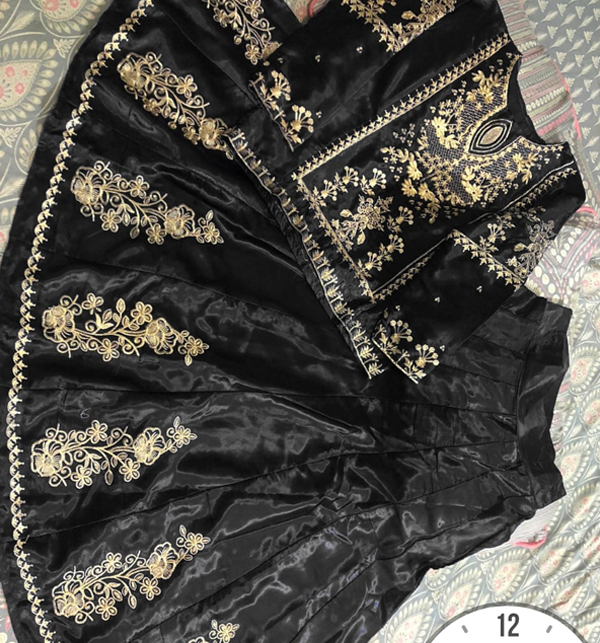 Readymade Gold Thread Embroidered Black Shamoz Silk Maxi (RM-38)