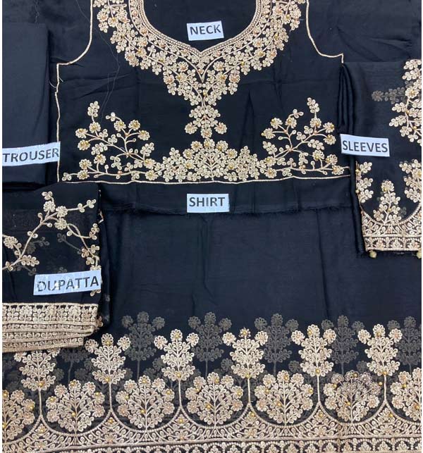 Indian Embroidered Black Chiffon Anarkali Style Maxi Dress 2022 (CHI-747) Gallery Image 1