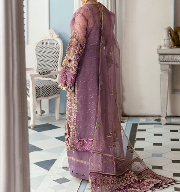 Heavy Embroidered Organza Party Wear Dress (UnStitched) (CHI-755) Gallery Image 2