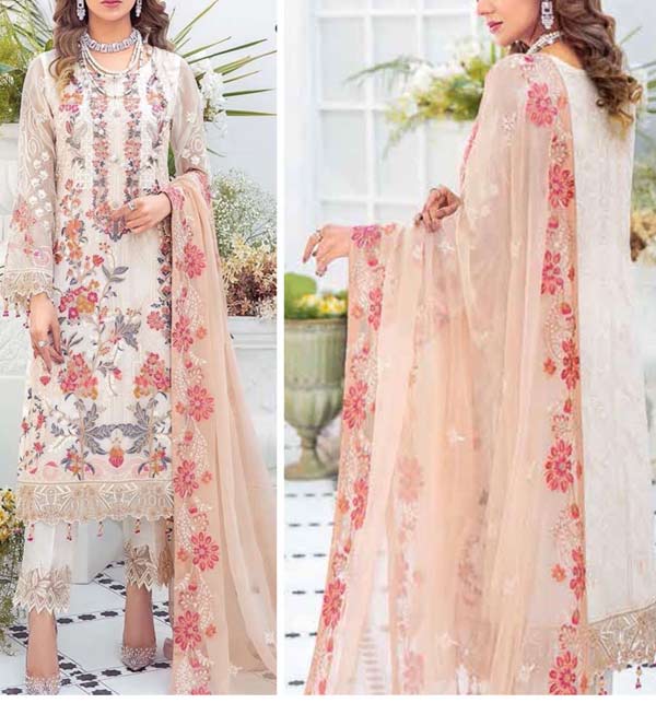 Luxury Chiffon Embroidered Suits Chiffon Embroidery Dupatta Unstitched (UnStitched) (CHI-762) Gallery Image 1