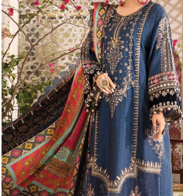Luxury Heavy Chiffon Embroidered Part Dress 2022 With Silk Dupatta 4 Side Embroidery (UnStitched) (CHI-769) Gallery Image 1