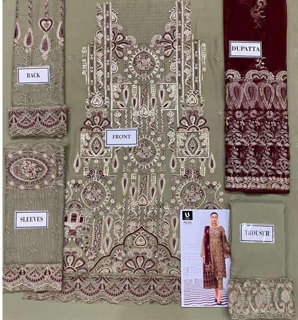 Embroidered Pure Party Chiffon Suits Unstitched 3 Piece (UnStitched) (CHI-773) Gallery Image 1