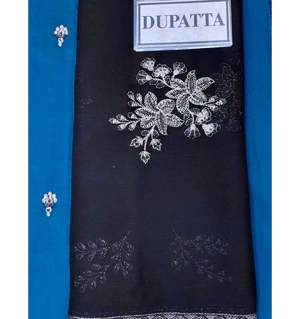 Pure Chiffon Embroidered Party Wear Suits With Chiffon Duppata (Unstitched) (CHI-778) Gallery Image 3