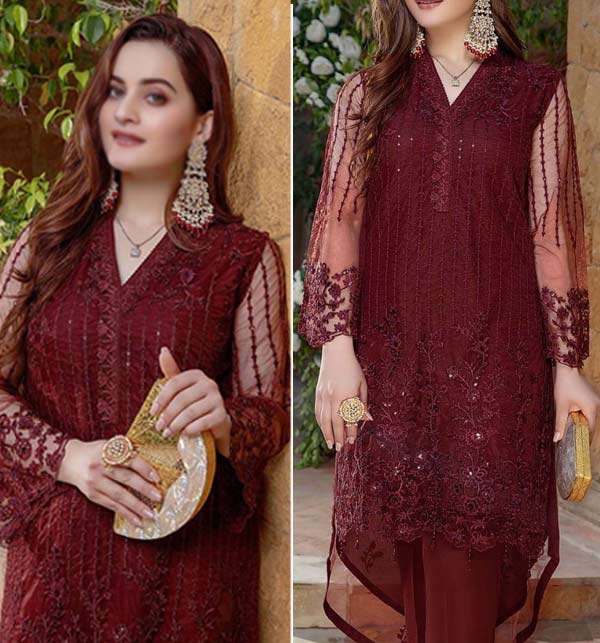 Pack of 2 DEAL NET Full Heavy Embroidery Dress (2-Piece)  (Deal-79) Gallery Image 1