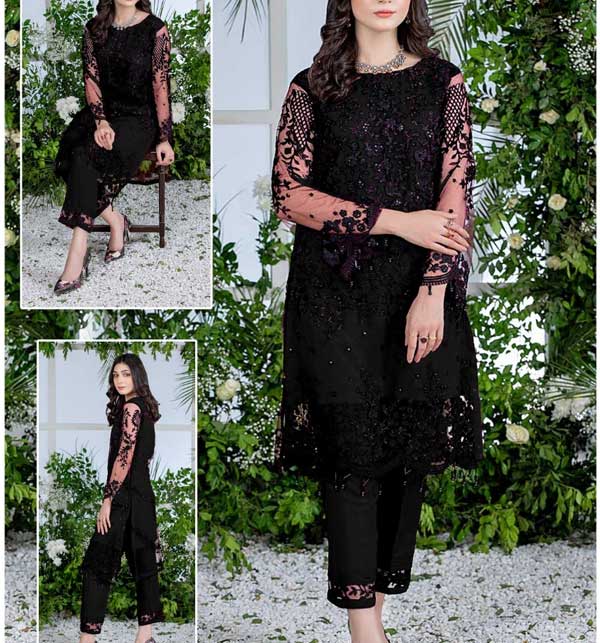 Pack of 2 DEAL NET Full Heavy Embroidery Dress (2-Piece)  (Deal-79) Gallery Image 2