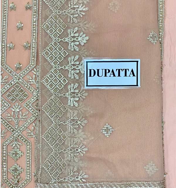Chiffon Full Heavy Embroidered Dress With Chiffon Dupatta Suit  (UnStitched) (CHI-818) Gallery Image 2