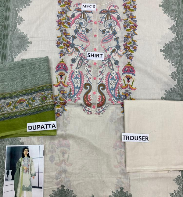 Lawn Latest Embroidered Dress With Chiffon Dupatta (DRL-1294) Gallery Image 1