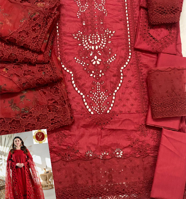 Luxurious Schiffli Heavy Embroidered Lawn Dress UnStitched (DRL-1374) Gallery Image 1