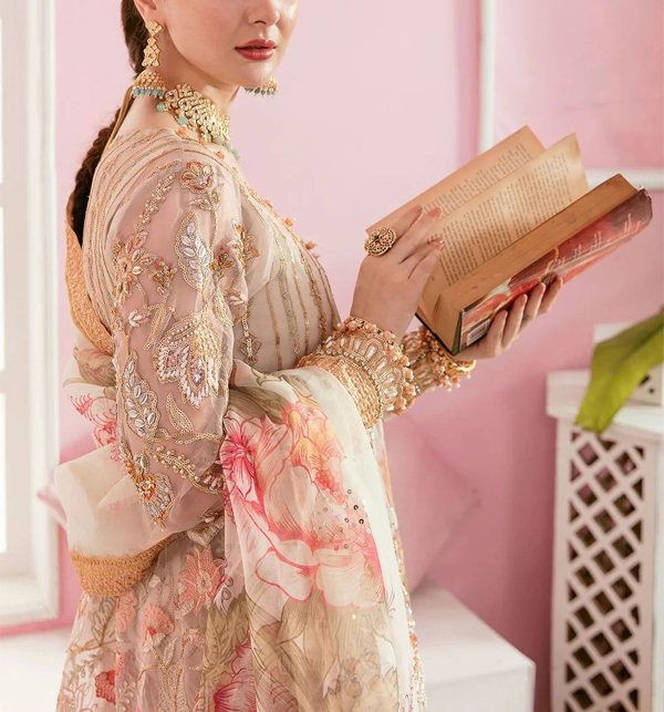 Luxuries Organza Embroidered Sequence Dress With Pure Organza Dupatta (Unstitched) (CHI-833) Gallery Image 1