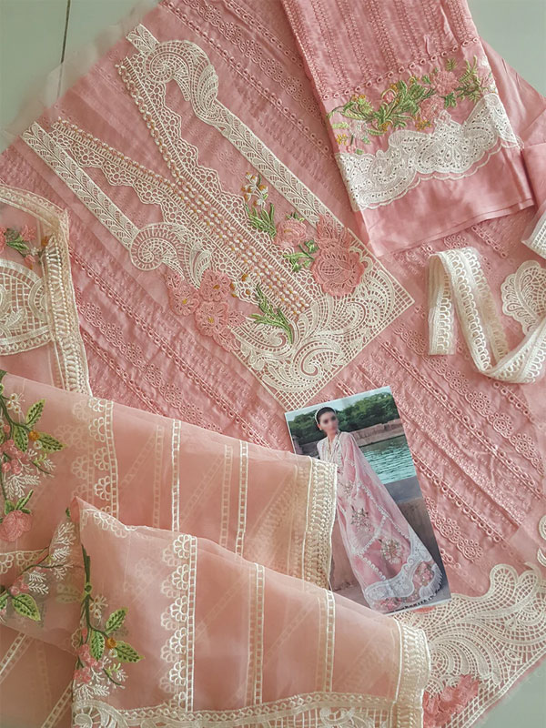 Luxurious Lawn Heavy Embroidered Dress Boroshi Heavy Embroidery Dupatta Plain Trouser (UnStitched) (DRL-1470)