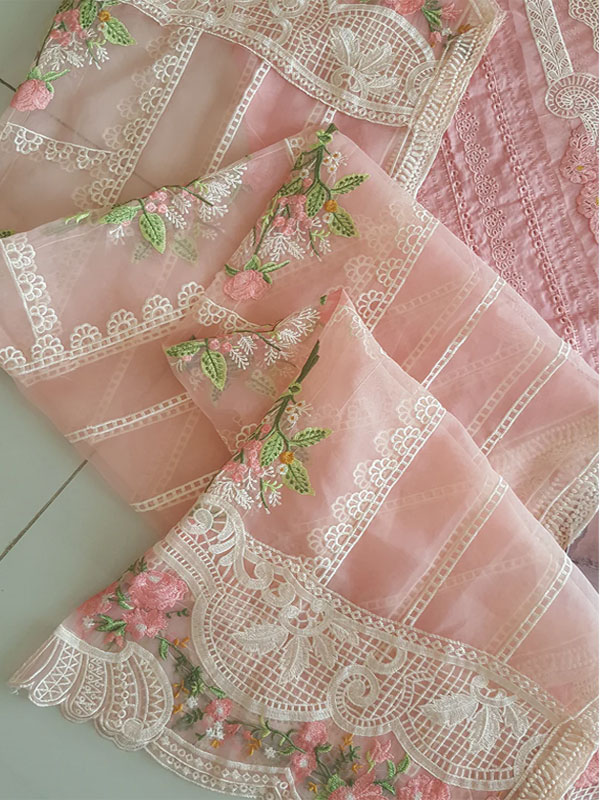 Luxurious Lawn Heavy Embroidered Dress Boroshi Heavy Embroidery Dupatta Plain Trouser (UnStitched) (DRL-1470)